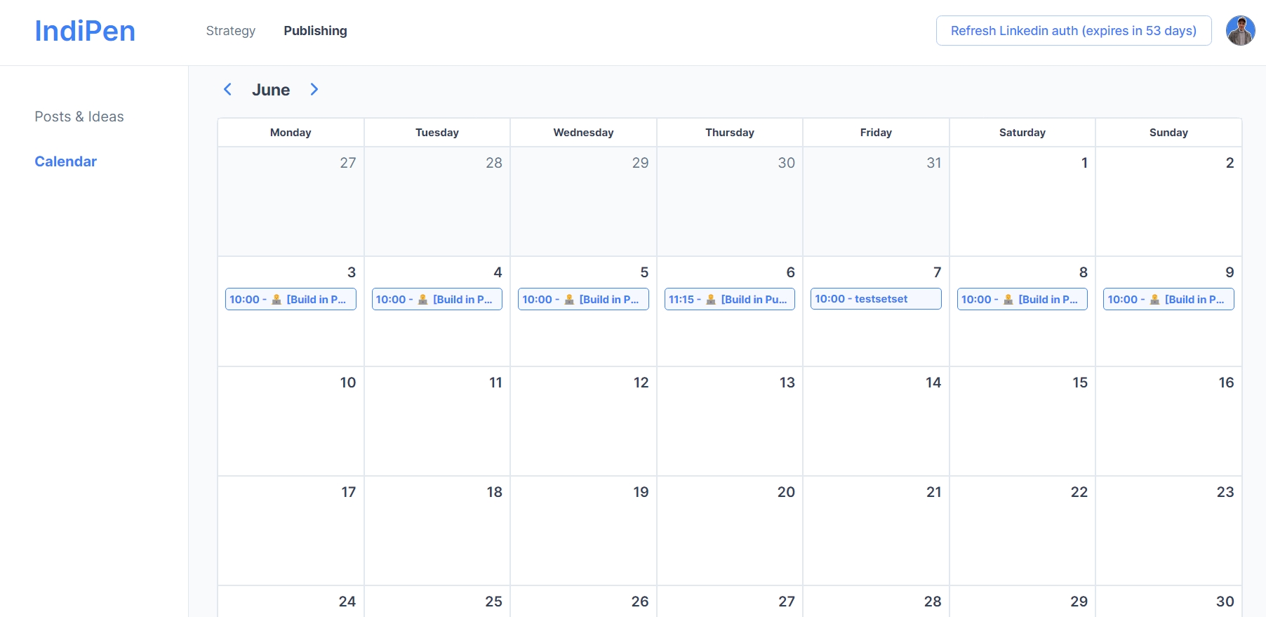 Screenshot calendar